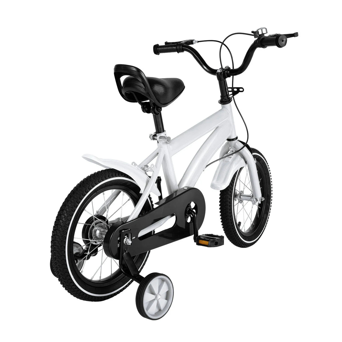 Barncykel 14 Tum Vit med Stödhjul - Säker Barncykel för Barn 3-6 År