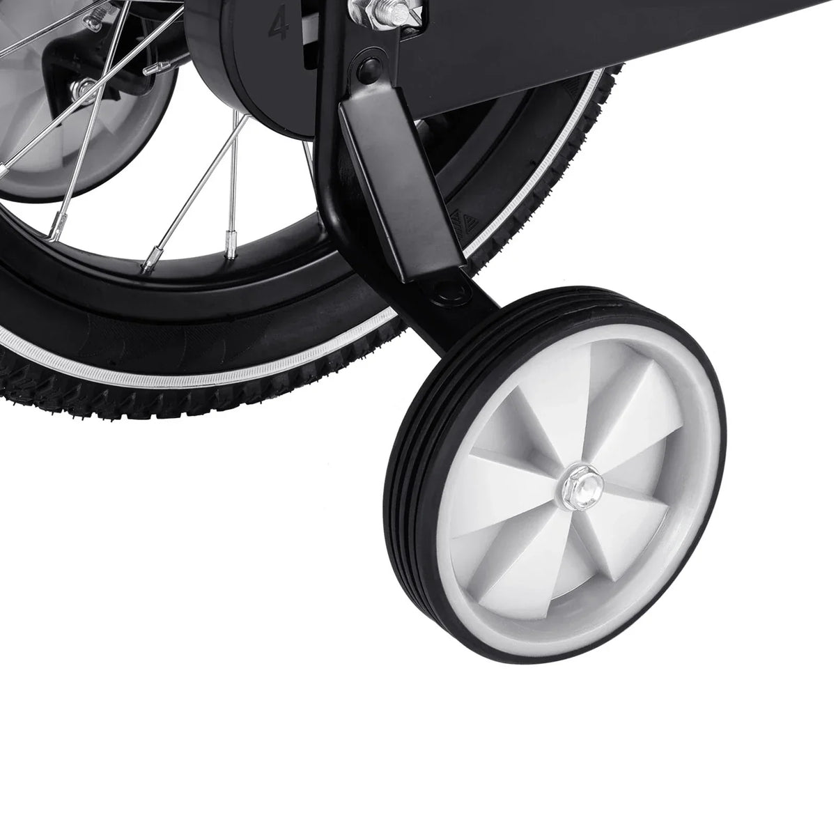 Barncykel 14 Tum Vit med Stödhjul - Säker Barncykel för Barn 3-6 År